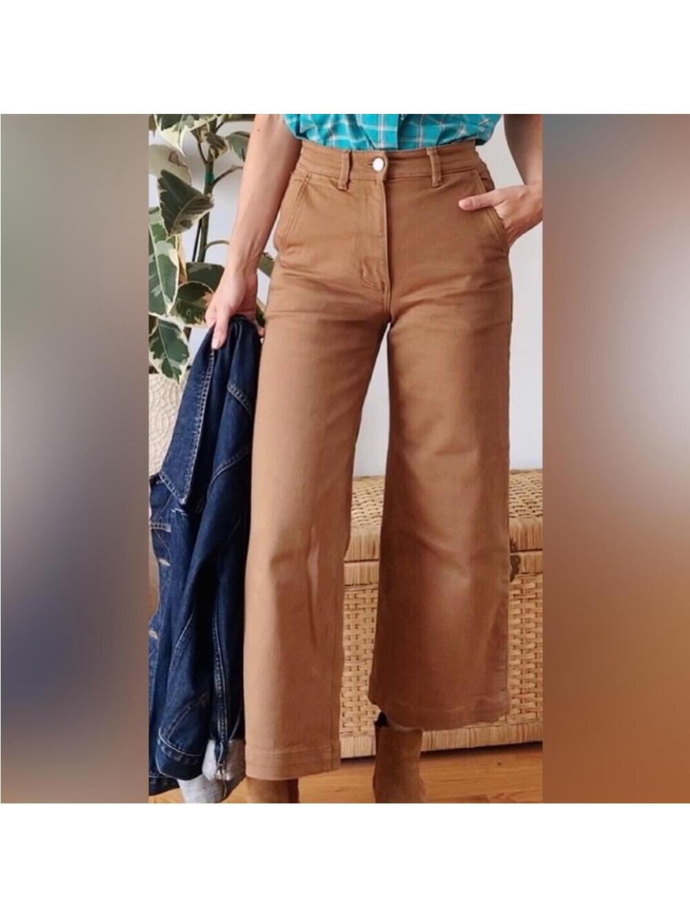 Everlane Straight Leg Crop High Waist Pants Cocoa Brown Size 0